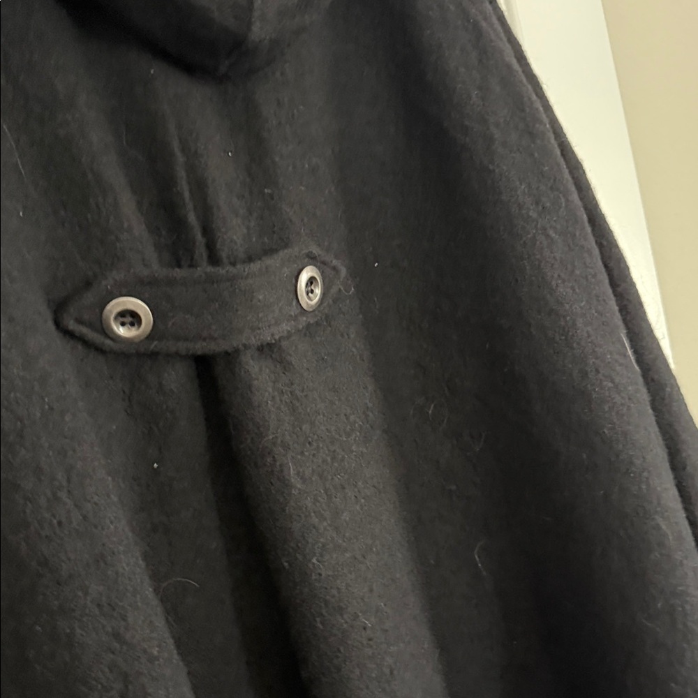 Black boiled wool button-down swing coat - Picture 7 of 8